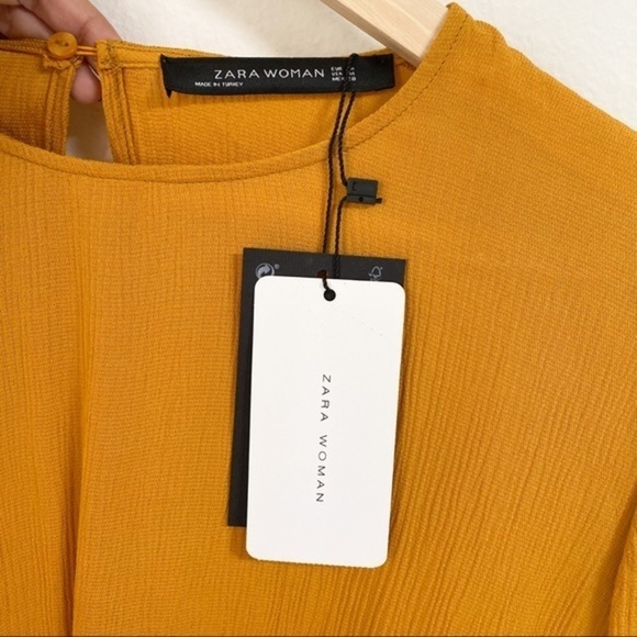 Zara yellow mustard knot long sleeves blouse NWT - Picture 3 of 8